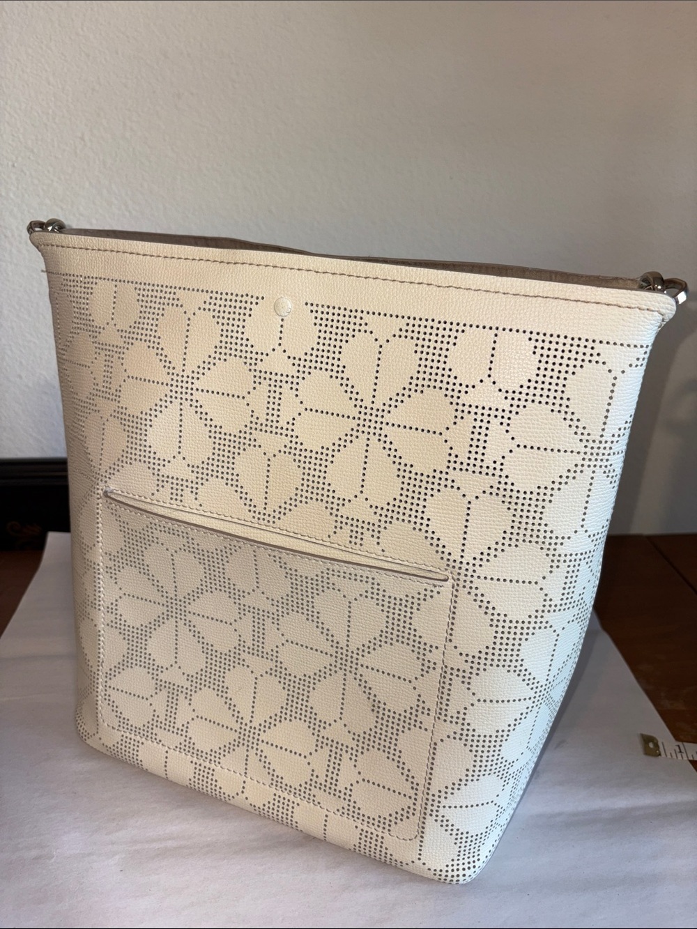 kate spade Cream Perforated Floral Shoulder Bag - Picture 4 of 7